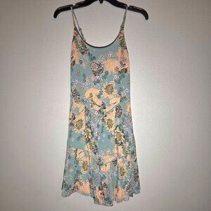 SO Green Floral adjustable straps flowy Babydoll dress
